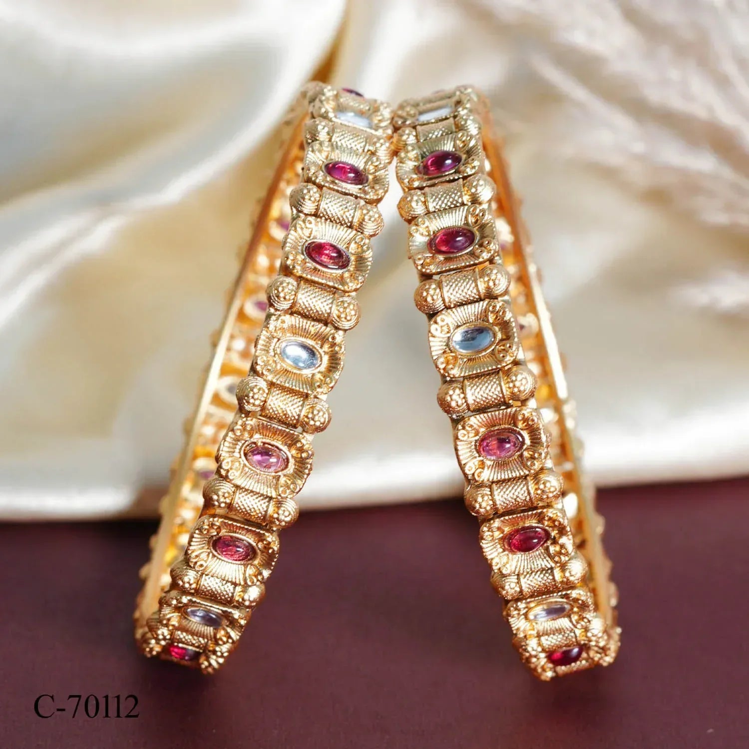 Beautiful Kundan Studded Bracelet for Women, Brass Kada Handcrafted Indian Jewelry - The Golden Cascade